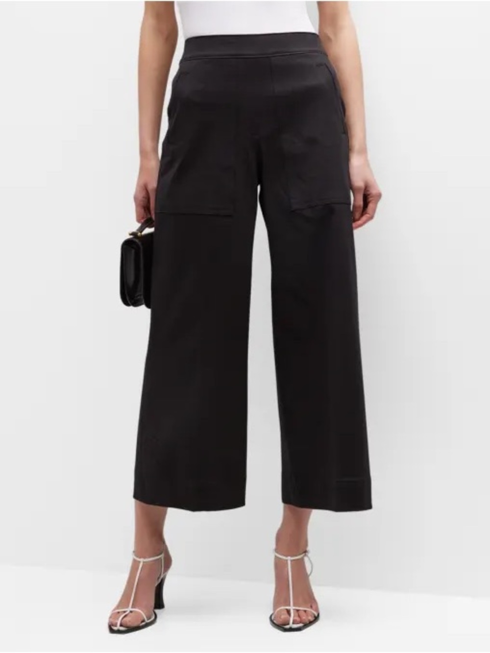 SPANX On the Go Black Wide-Leg Crop Trousers